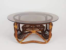 Rattan Coffee Table And Smoked Glass