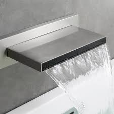 Wellfor Waterfall Tub Faucet Wall Mount Tub Filler Spout In Brushed Nickel Brushed Nickel Waterfall