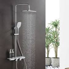 Exposed Pipe Shower System With Tub