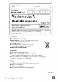 Quadratic Equations Bland
