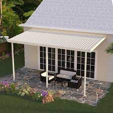 14 Ft X 8 Ft Ivory Aluminum Frame Patio Cover 3 Posts 20 Lbs Snow Load