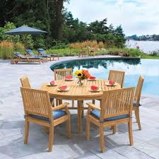 Round Teak Outdoor Table Seneca 59