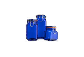 Airtight Blue Colored Glass Canisters