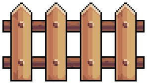 Pixel Art Wooden Fence Vector Icon For