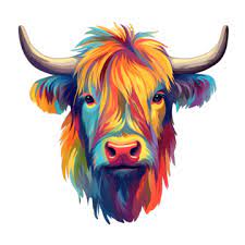 Highland Cow Modern Pop Art Style