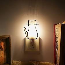 White Cat Night Light With Bulbstained