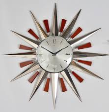 Large Metamec Sunburst Clock Vintage