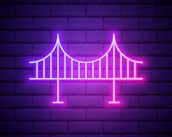 Sea Bridge Neon Light Sign Vector