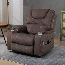 Oversized Coffee Brown Velvet Electric Recliner Chair Elderly Power Lift Chair With Massage And Heating 400 Lbs