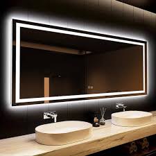 72 In W X 36 In H Rectangular Frameless Led Light With 3 Color And Anti Fog Wall Mounted Bathroom Vanity Mirror