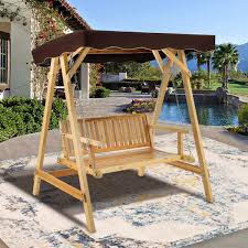 Wood Patio Swing Bench Chair