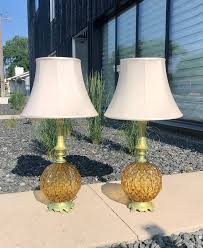 Empoli Amber Glass Italy Lamp Base Pair