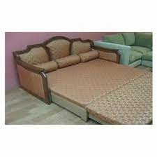 Brown Rectangular Wooden Sofa Cum Bed