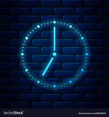 Glowing Neon Clock Icon Isolated On