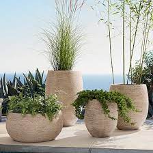 Curved Round Medium Floor Planter 15 D X 17 H Ficonstone Frost Gray West Elm