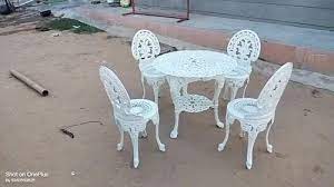White Outdoor Cast Iron Garden Table