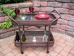 Resin Wicker Serving Cart With Inset