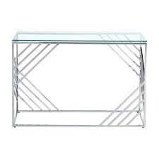 Tempered Glass Console Table Stainless