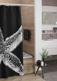 Starfish Shower Curtain Black And White