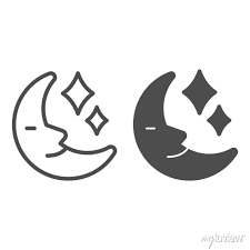 Moon And Stars Line And Solid Icon
