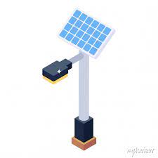Solar Light Isometric Icon Editable
