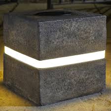Granite Stone Effect Cube Light Bollard Led
