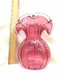 Cranberry Glass Vase Hand Blown