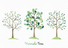 Watercolor Trees Vector Graphic