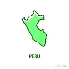 Peru Map Color Line Icon Border Of The