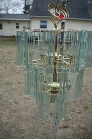 Vintage Glass Rod Chandelier Etched