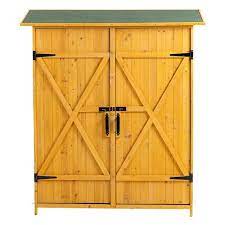 Natural 4 6 Ft W X 1 6 Ft D Solid Wood Outdoor Storage Shed Tool Storage Cabinet W Detachable Shelves 7 4 Sq Ft