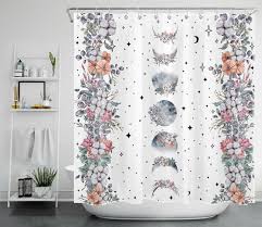 Moon Phase Shower Curtain With Abstract