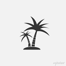 Beach Palm Trees Island Vector Icon