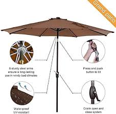 9 Ft Patio Umbrella With Auto Crank And