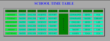 designing a time table in html using