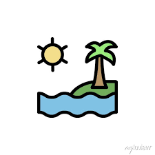Island Sun Palm Sea Icon Simple