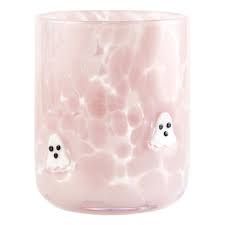 Pink Confetti White Ghost Icon Glass