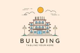 Hotel Building Icon Line Art Logo