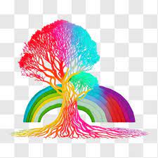 Rainbow Colored Roots Png