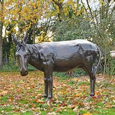 Bronze Donkey Garden Sculpture Black