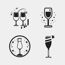 Set Of Wine Glass Icon Vector Simple