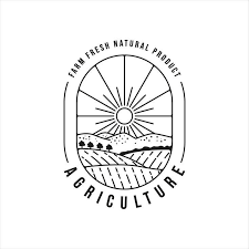 Farm Agriculture Line Art Logo Vector