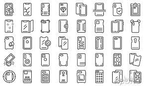 Smartphone Case Icons Set Outline