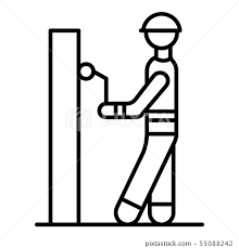 Masonry Worker Paint Wall Icon Outline