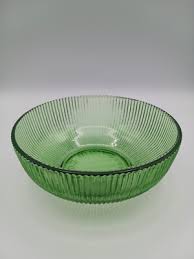 Ribbed Depression Glass Bowl Vintage