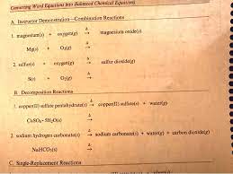Word Equations Into Balanced Chemical