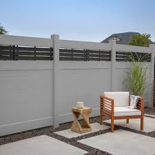Barrette Outdoor Living 6 Ft X 6 Ft Gray Vinyl Privacy Panel Kit Horizontal Fence With Boardwalk Dsp Top