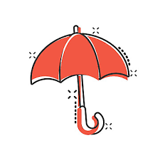 Comicstyle Umbrella Icon On White