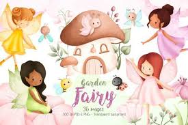 Garden Fairy And Plants Clipart Graphic