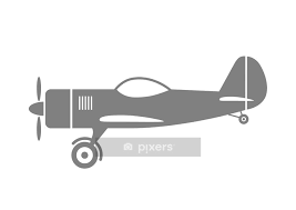 Wall Decal Grey Plane Icon On White